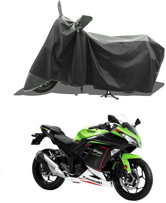 A G Enterprises Waterproof Two Wheeler Cover for Kawasaki(Ninja 300 BS6, Black, Grey)