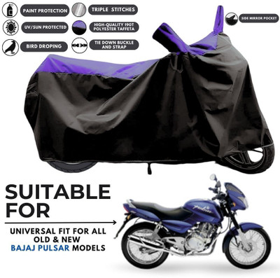 MADAFIYA Two Wheeler Cover for Bajaj(Pulsar 180 DTS-i, Black, Purple)