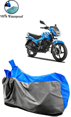 Autofly Waterproof Two Wheeler Cover for TVS(Victor Premium, Grey, Blue)
