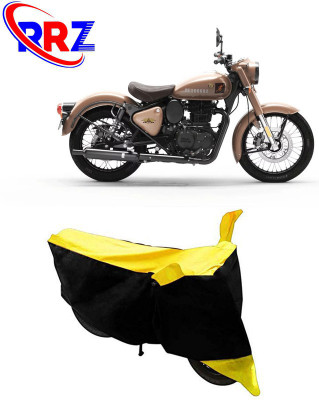 RRZ Waterproof Two Wheeler Cover for Royal Enfield(Classic 350 Signals, Black, Yellow)