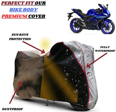 kerwa Waterproof Two Wheeler Cover for Yamaha(YZF R3, Black, Silver)