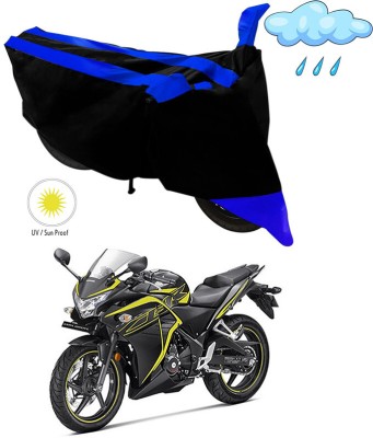 AutoTiger Two Wheeler Cover for Honda(CBR 250R, Black, Blue)