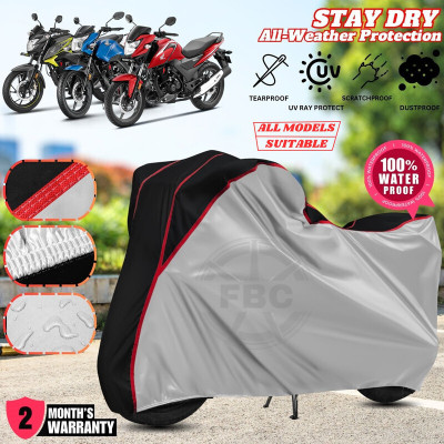 AUTOCAD Waterproof Two Wheeler Cover for Honda(CB Unicorn, Silver, Black)