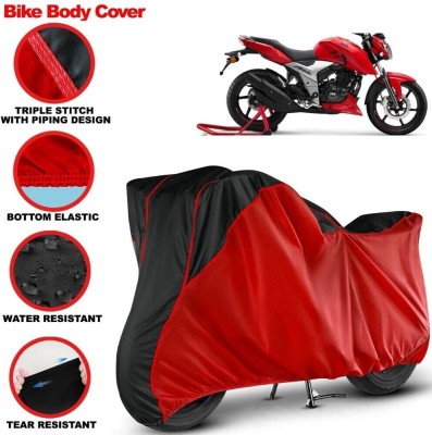 Grizzly Two Wheeler Cover for TVS(Apache RTR 160 4V, Black, Red)