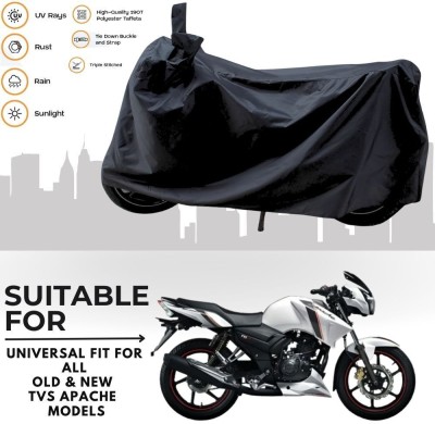 MADAFIYA Two Wheeler Cover for TVS(Apache 150, Black)