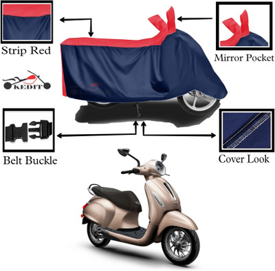 KEDIT Two Wheeler Cover for Bajaj(New Chetak, Red, Blue)