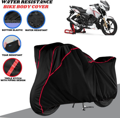 SRP PRODUCT Waterproof Two Wheeler Cover for TVS(Apache RTR 180, Black, Red)