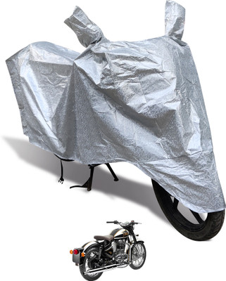 Euro Care Waterproof Two Wheeler Cover for Royal Enfield(Classic Chrome, Silver)