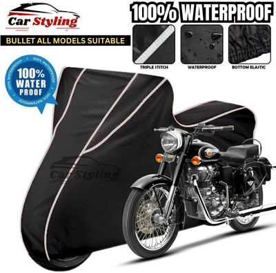 Car Styling Waterproof Two Wheeler Cover for Royal Enfield(Bullet 350, Black, White)