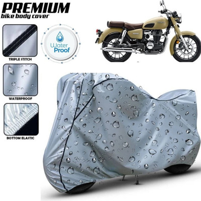 Delphinium Waterproof Two Wheeler Cover for Honda(Hness CB350, Silver, Black)