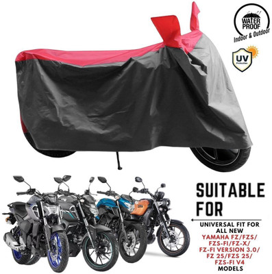 ZAQE Waterproof Two Wheeler Cover for Yamaha, Universal For Bike(FZ-S, Grey, Red)
