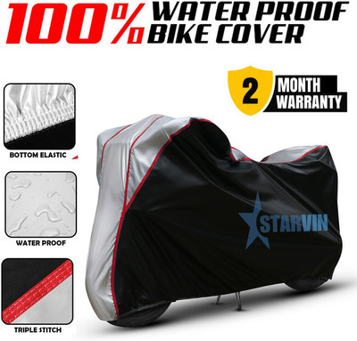 Starvin Waterproof Two Wheeler Cover for Hero(HF Deluxe BS6, Black, Silver)
