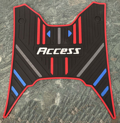 Znee Smart Anti Skid Floor Foot Mat for (New 2025 )Suzuki Access 125 - Red & Black NA Two Wheeler Mat