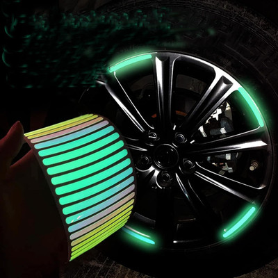 hbstreads 3D Reflective Wheel Tire Rim Stripe Sticker Tape for Car Motorcycle, 20 Stripes 8.5 mm x 1 m multicolor Reflective Tape(Pack of 1)