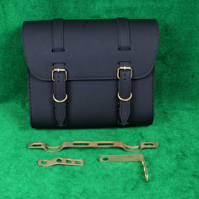MEYOU MEYOU-Bullet Side Bag Back Seat Rectangle Bag Made In India Saddle Bag Black Leather Motorbike Saddlebag(3 L)