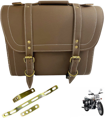 Dhe Best Bike Saddle Bag With Fitting for Royal Enfield Electra Saddle Bag Brown Leatherette Motorbike Saddlebag(10 L)