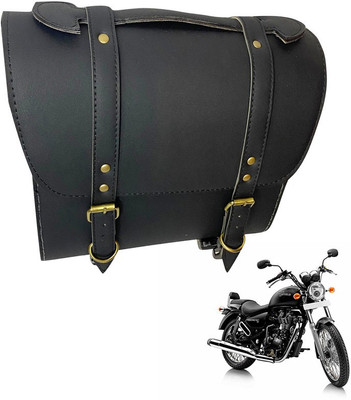 Dhe Best Saddle Bag Black Leather Motorbike Saddlebag(10 L)