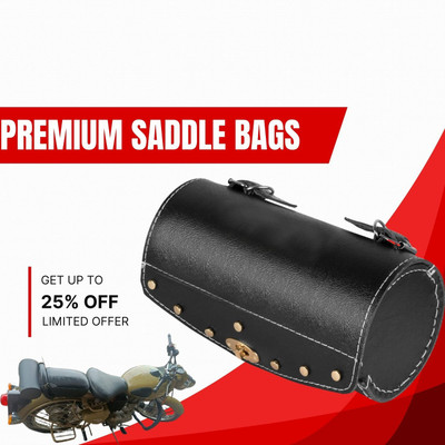 SRPHERE One-side Black Leatherette Motorbike Saddlebag