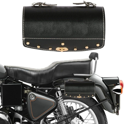 SRPHERE One-side Black Leatherette Motorbike Saddlebag