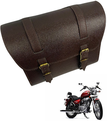 Dhe Best Bike Saddle Bag Golden Buckle for Royal Enfield Thunderbird 350 Type 2 Saddle Bag Brown Leather Motorbike Saddlebag(10 L)