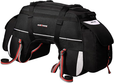 ALLEXTREME 70 LTR Waterproof Tail Bag Rear Carrier Polyester Storage for All Sports Luggage Box Black Polyester Motorbike Saddlebag(70 L)