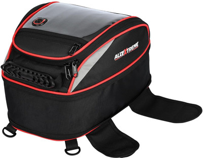 ALLEXTREME EXFTB01 Magnetic Fuel Tank Bag with Rain Cover & Multi-Pocket Storage Compartments Universal Fit Accessory for All Motorcycles Bike Luggage Box Black Polyester Motorbike Saddlebag