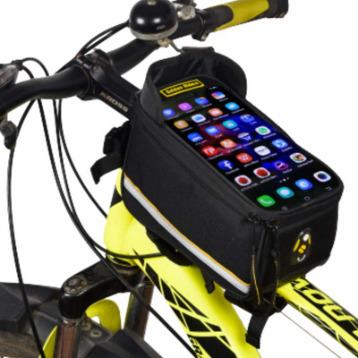 Golden Riders Bicycle Phone Bag Waterproof Front Frame Tube Bag For Bicycle One-side Black Polyester Motorbike Saddlebag(1.5 L)