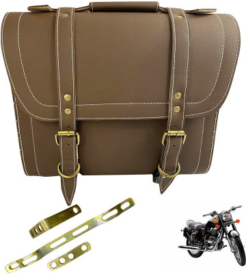 Dhe Best Bike Saddle Bag With Fitting for Royal Enfield Standard 350 Twin Spark Saddle Bag Brown Leatherette Motorbike Saddlebag(10 L)