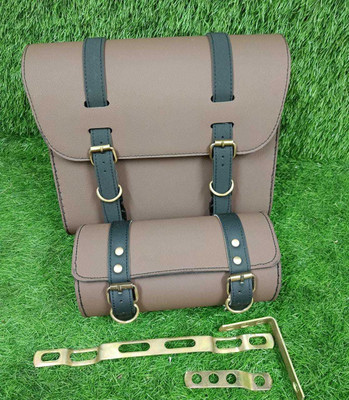 AHL One-side Brown Leatherette Motorbike Saddlebag