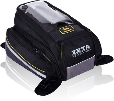Golden Riders Zeta V.2 Motorcycle Tank Bag Magnetic One-side Black Fabric Motorbike Saddlebag(13 L)
