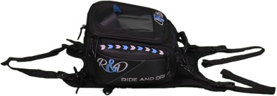 Ride & Drive Wanderlust Non Magnetic Tank Bag Saddle Bag Black Polyester Motorbike Saddlebag(22 L)