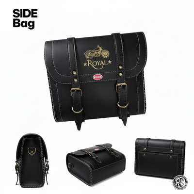 RED ALIENS royal enfield saddle bag Luggage Box Black Leatherette Motorbike Saddlebag(1.5 L)
