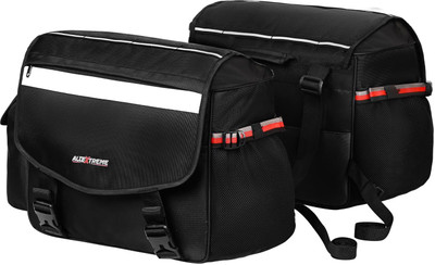 ALLEXTREME Saddle Bag – Universal Rear Carrier Polyester Storage for All Sports Saddle Bag Black Polyester Motorbike Saddlebag(72 L)