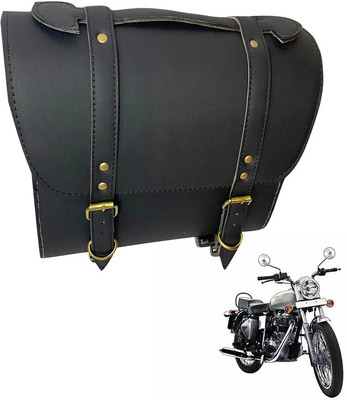 Dhe Best Saddle Bag Black Leather Motorbike Saddlebag(10 L)