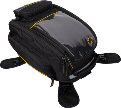 Golden Riders Motorcycle Tank Bag With Rain Cover TRIANGULO 13 upto 26 ltr Expendable One-side Black Fabric Motorbike Saddlebag(26 L)