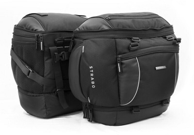 Strabo Daytona Motorbike Saddlebag and Trekking / Hiking Backpack with Rain cover Double-side Black Nylon Motorbike Saddlebag(45 L)