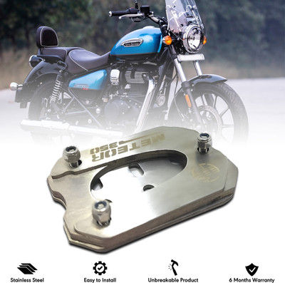 BRXR Premium Stainless Steel Side Stand Extender Compatible For RE Meteor 350 Two Wheeler Stand Pad