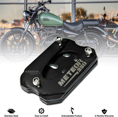BRXR Premium Stainless Steel Side Stand Extender Compatible With RE Meteor 350 Two Wheeler Stand Pad