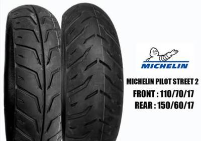 MICHELIN 110/70-R17 & 150/60-R17 PILOT STREET 2 COMBO PACK 2 TYRES PILOT STREET 2 Front & Rear Two Wheeler Tyre