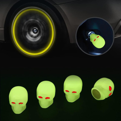 Mr fix Plastic Tyre Valve Cap for Car(Skull)