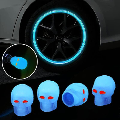 NANDI MART Plastic Tyre Valve Cap for Car(Skull)