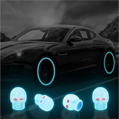 Mrsh Enterprises Plastic Tyre Valve Cap for Car(Skull)