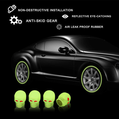 NANDI MART Plastic Tyre Valve Cap for Car(Skull)