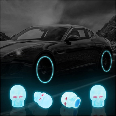 Mr fix Plastic Tyre Valve Cap for Car(Skull)