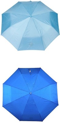 Bizarro.in 3 Fold Set of 2 Plain Office Men::Women_76 Umbrella(Blue)