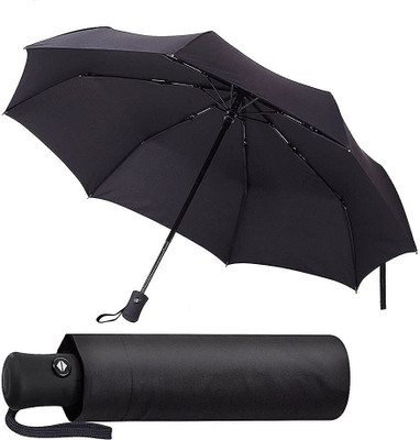 Atharva 3-Fold Auto Open Close Windproof Compact Travel UV Protection Umbrella(Black)
