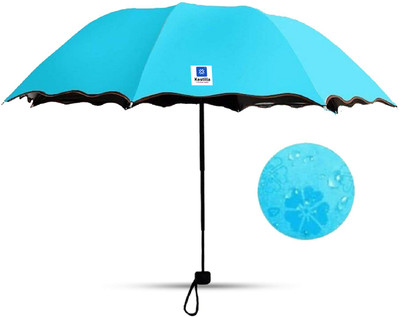 Kestilla Magic Umbrella Changing Secret Blossoms Occur with Water Magic Print 3 Fold Umbrella for UV, Sun and Rain, umbrella rain for women, umbrella flower Umbrella(Blue)