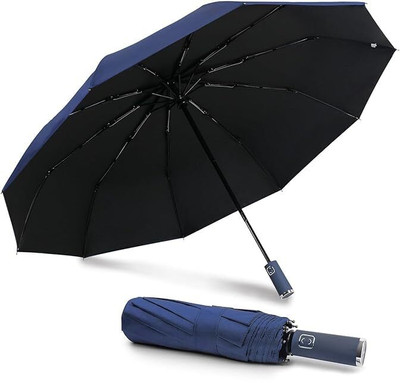 XBEY Windproof Collapsible 10 RIBS Auto Open & Close Folding Umbrella Umbrella(Black)