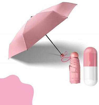 SBTs CIU-42 Folding Compact Pocket Umbrella with Lovely Capsule Case Umbrella(Pink)