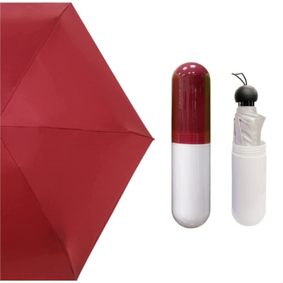 UNIQ Capsule Mini Travel Umbrella Foldable (UV Proof Windproof)- 1 Person Umbrella Umbrella(Red)